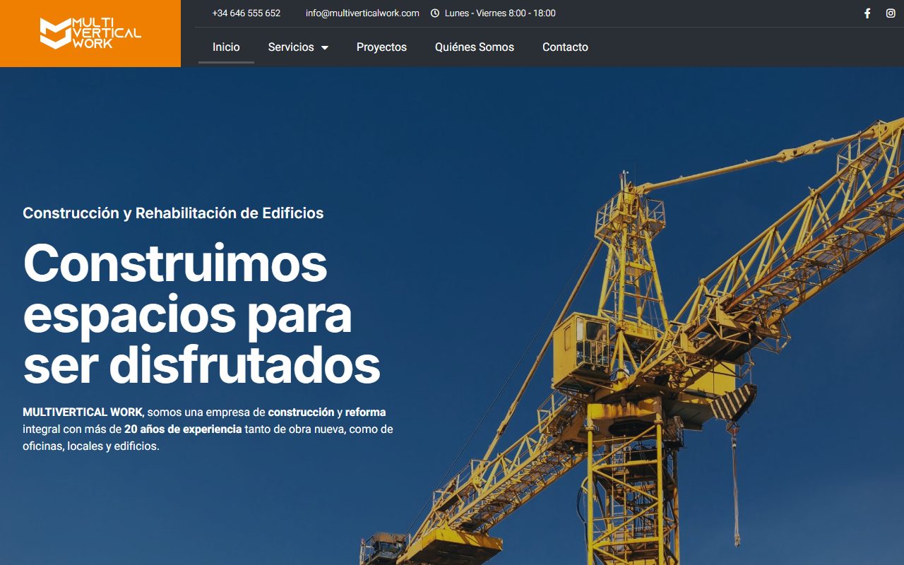 Web original de la constructora, antes del rediseño